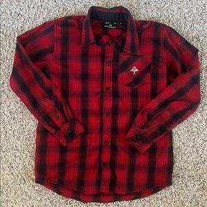LRG Kids Red and Black Plaid Button-Down Shirt